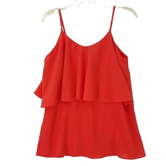 Forever 21 Coral Mixed Fabric Sleeveless Tiered Tank Top MED - Picture 5 of 9